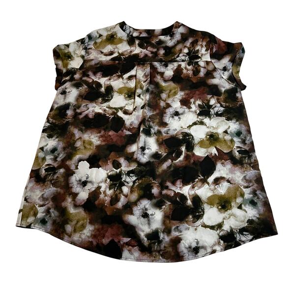 Simply Vera Vera Wang Floral Quarter Button Up Blouse Size XXL Bloomcore - Picture 2 of 9